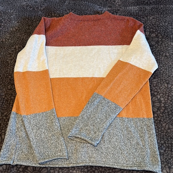 Pinque Burnt Orange, Cream, Gray Gina Crew Neck Sweater Women’s Large - Picture 4 of 7